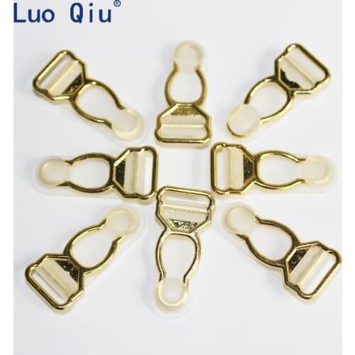 Garter clips metal clip Clothing accessories Sewing Supplies Gold Metal+Transparent PP suspender clips 100 pcs/lot 1.2cm Luo Qiu