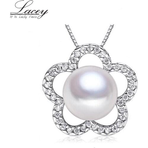 Fashion natural freshwater pearl pendant necklace for women,silver pearl jewelry mother of pearl pendant daughter gifts