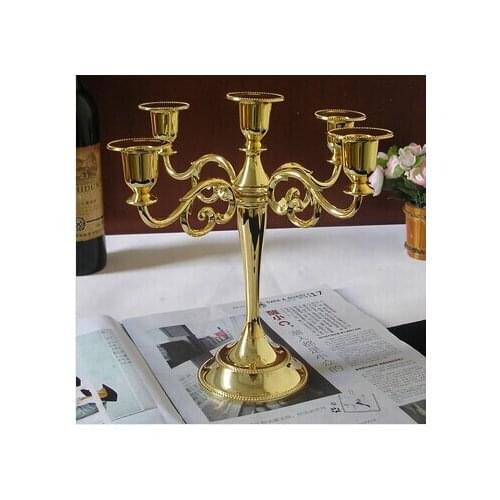 H27cm 3/ 5 arm gold candle holder retro candlestick gold candelabra for home deor chchristmas candle hodlers ZT031