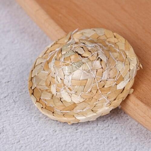 1/12 Hand Weaved Straw Hat Mini Doll Hat Ornament Strawhat Dollhouse Miniature Kits Accessories
