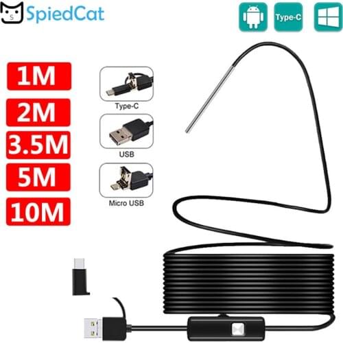 1/2/3.5/5/10M Soft Cable 3 in1 Mini 5.5mm Lens Endoscope Camera Snake Tube Borescope Inspection MicroUSB Type-c PC smart phone