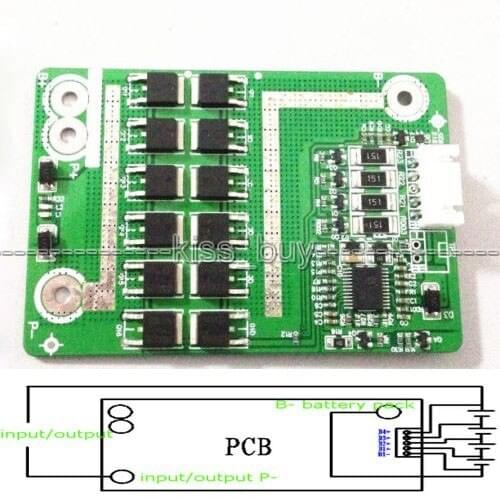 4S 12V 50A Battery Protection BMS Board WITH Balance for 4 Packs LiFePo4 Lithium Iron Phosphate Batterie 200A Peak Motor Car