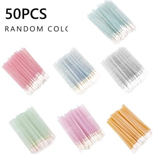 50pcs Lipstick Lip Glossy Wands Pen Cleaner Applicator Disposable Lip Brush Eyelash Extension Makeup Brushes Tools