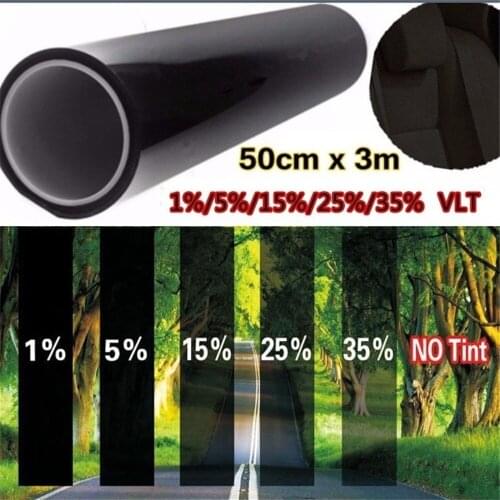50cm X 3m VLT Black UV-Proof Scratch Resistant for Auto Car House WindowsTint Film Tinting Roll Kit 1% 5% 15% 20% 35