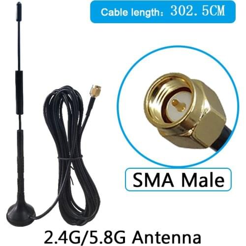 2pcs 2.4g 5.8G 12dbi high-gain signal wifi Antenna SMA Male Connector Magnetic base for Radio Signal Booster Wireless Repeater