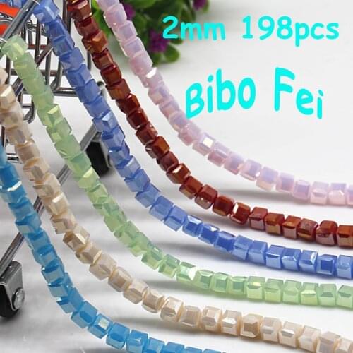 Free shipping multi color 2mm 198PCS Glass Czech crystal beads,Square crystal beads, bracelet necklace Jewelry Making