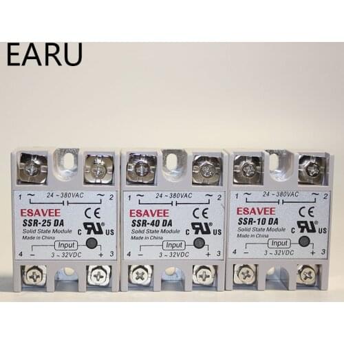 Free Shipping SSR -10DA/25DA/ 40DA DC Control AC SSR White Shell Single Phase Solid State Relay WITHOUT Plastic Cover