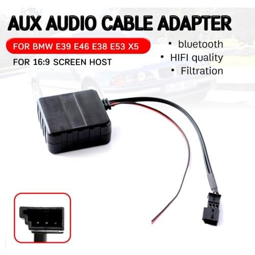 For BMW E46 E39 E53 X5 bluetooth Aux Receiver Cable Adapter with mic Hifi Quality for 16:9 large screen head unit interface