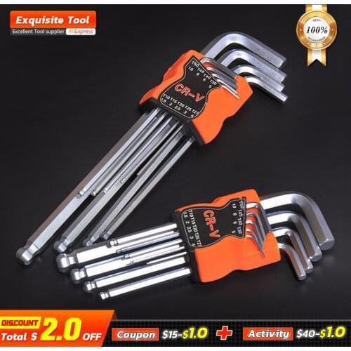 FINDER 9PCS Double-End L Type Screwdriver Hex Wrench Set Allen Key Hexagon Flat Ball Torx Star Head Spanner Key Set Hand Tools