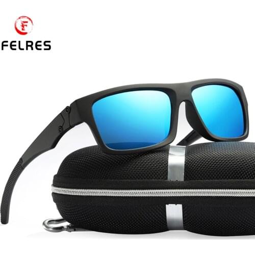 FELRES Men Sport Polarized Square Sunglasses UV400 Outdoor Driving Cycling Fishing Glasses With Box 18330