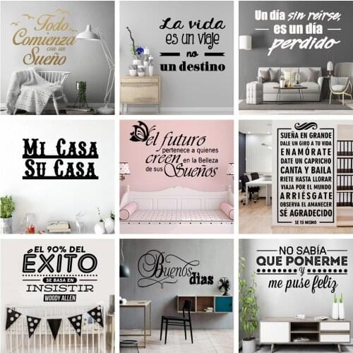 Artistic Spanish French Words Quotes Sticker Vinyl Wall Sticker Decor For Living Room Bedroom Decoration Sentence Waterproof