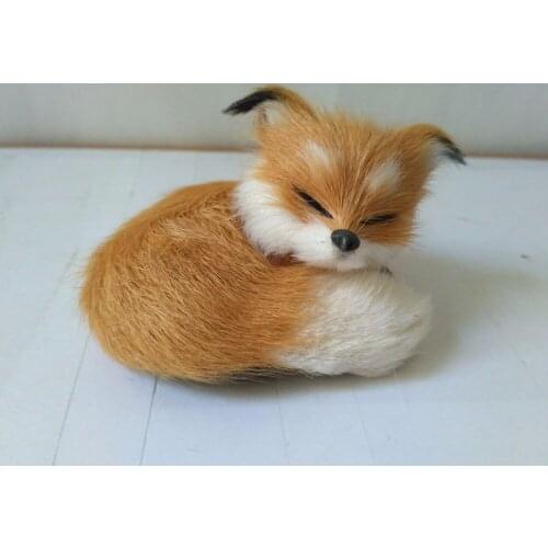 Simulation yellow sleeping fox plastic&furs 8x7x6cm curl-up fox model handicraft prop home decoration gift d2155