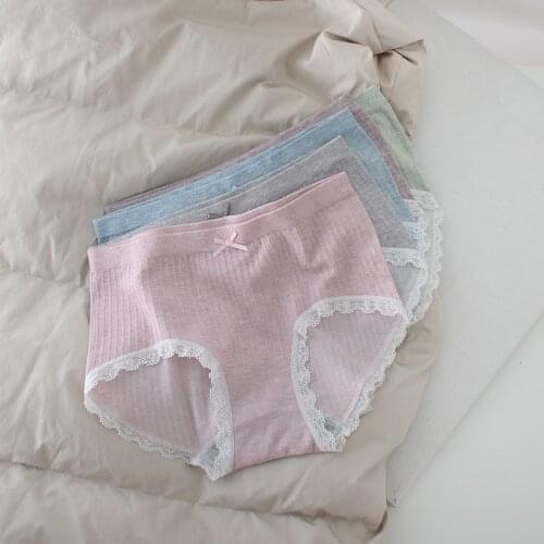 Corset Lace Underwear For Women Sexy Lingerie Seamless Elastic Transparent Briefts Solid Color Panties Bow Period Cloth Ouverte