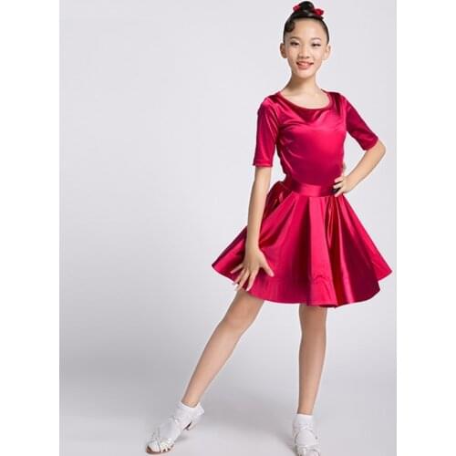 Red kids latin dresses modern dance costumes for kids latin dance competition costumes latin salsa dress fringe rumba dancewear