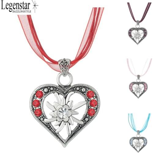 Legenstar Bavarian Edelweiss Statement Necklace 5 Colors Crystal Oktoberfest Necklace for Dirndl Jewelry Choker Necklace Women