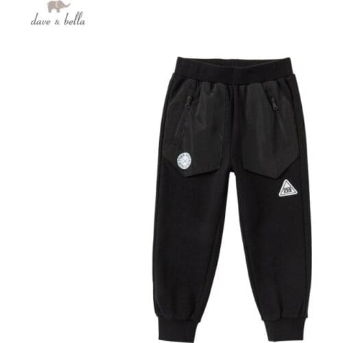 DKY18319 dave bella autumn 5Y-13Y kids boys fashion floral pockets pants children boutique casual full-length pants