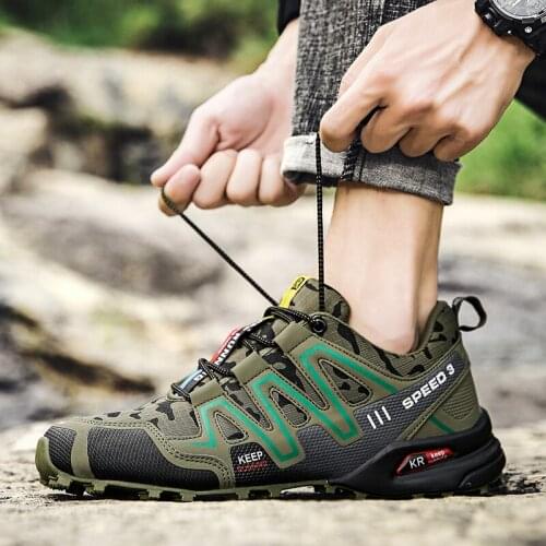 Mens Hiking Shoes High Quality Outdoor Mountain Sneakers Non-slip Lace Up Sports Cycling Shoes