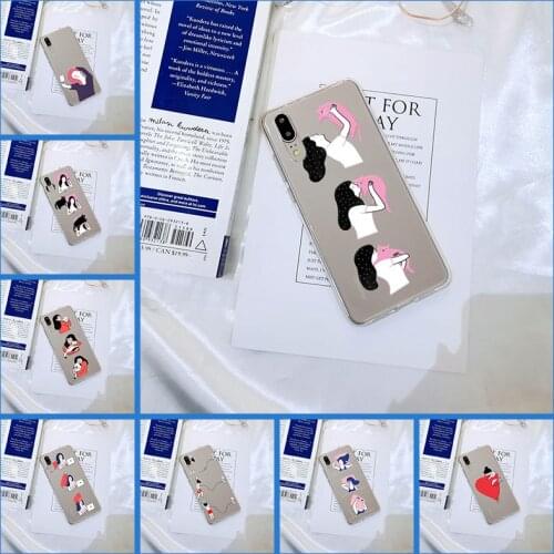Funny Girl Cat Soft Silicone Phone Case For Huawei P8 P9 Lite Mini 2017 Back Cover For Huawei P20 Lite Pro P9 P10 Plus P Smart