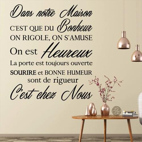 Sticker Citation Dans Notre Maison C'est Que Du Bonheur Vinyl Wall Art Decalr Living Room Home Decor Poster House Decoration