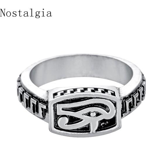 Nostalgia Viking Ring Egyptian Eye of Horus Ra Udjat Amulet Ring Pharaoh King Motor Biker Mens Women Ring