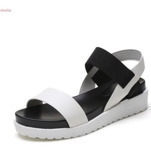 New classic Sale Sandals Women Summer Slip On Shoes Peep-toe Flat Sandals Open toe elastic band flat heel Ladies Flip Flops Sa