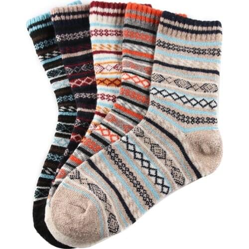 New mens winter thick wool socks Retro Style Vintage socks Warm wool socks 5 pairs