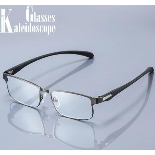 Anti Blue Light Reading Glasses Men Business Male Eyewear Metal Frame Prescription Eyeglasses Retro Hyperopia +1.0 1.5 2.0 3.5