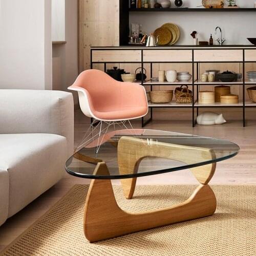Popular Coffee table creative glass living room solid wood triangle shaped wooden small apartment modern tea table