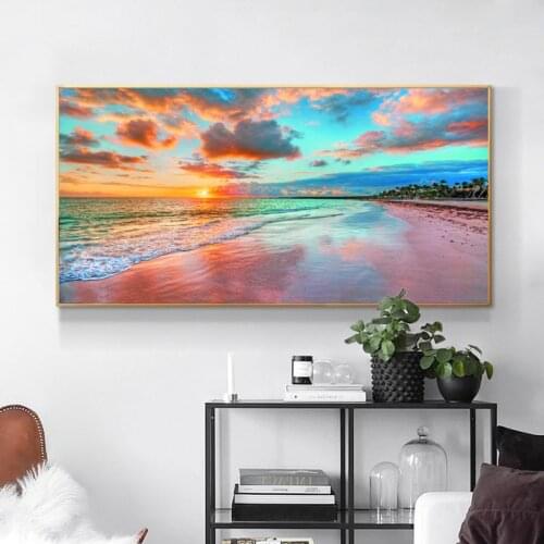 Natural Landscape Poster Sky Sea Sunrise Painting Printed On Canvas Home Decor Wall Art Pictures For Living Room Interior Art
