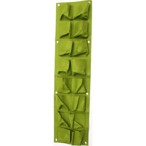 Sale 11.11 16-Pocket Wall Balcony Herbs Vertical Garden Hanging Planter Grow Bag canbe storage bags 25x100cm green color