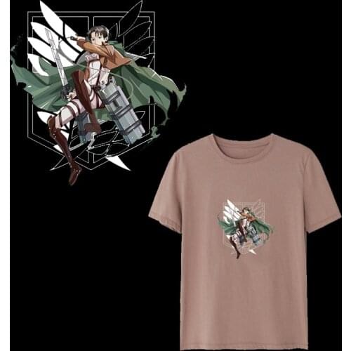 DIY Attack on Titan Levi Ackerman Stickers Diy Iron On patches T-shirt Dresses Sweater Thermal Heat Transfer Vinyl Sticker