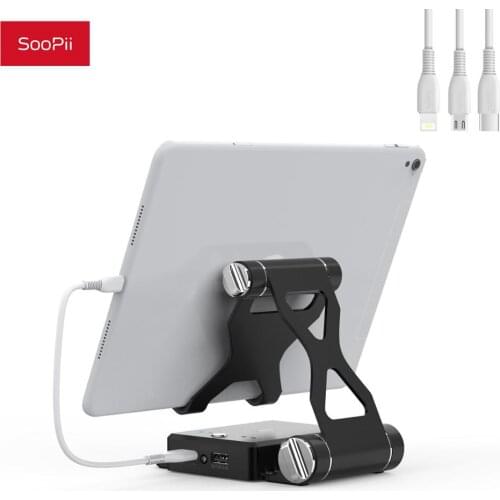 SooPii Tablet Stand with 10,000mAh built-in Battery Charging Base,Dual Adjustable and Foldable for 4-13 inch Phones and Tablets