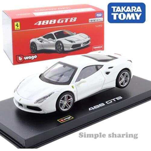 Takara Tomy Tomica Presents Burago Signature Series 1:43 488 GTB Car Kids Toys Motor Vehicle Diecast Metal Model Collectibles