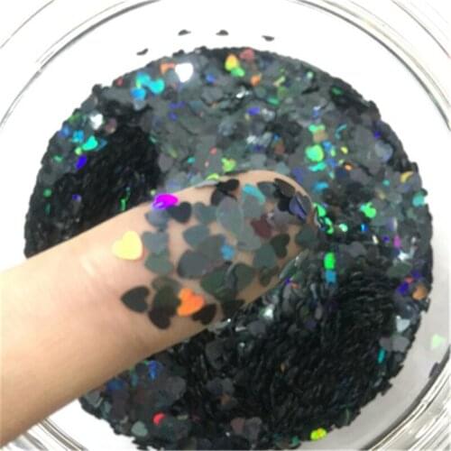 Ultrathin Laser Black Star Heart Dot Sequins Nail Art Glitter Mini Paillettes Eo-Friendly PET Wedding Decor Manicure Material 8g