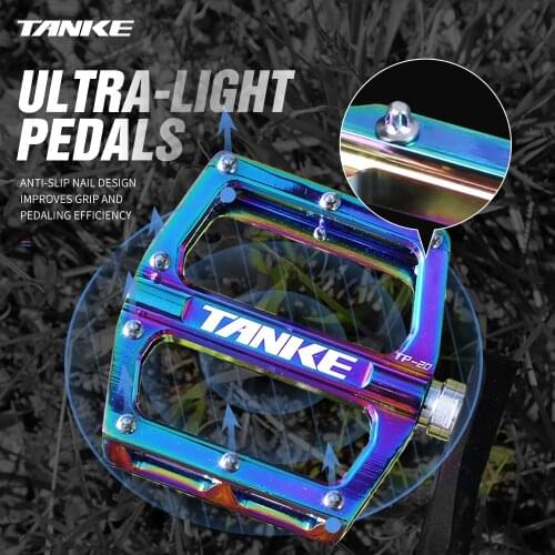 Bicycle pedals TANKE TP-20 ultralight aluminum alloy colorful hollow anti-skid bearing mountain bike accessories MTB foot pedals