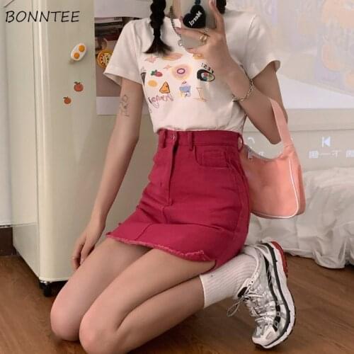 Skirts Women Colorful Summer Simple Sexy Ladies Slim 3 Colors Mini Fashion Empire All-match Side-slit Pockets Leisure Streetwear