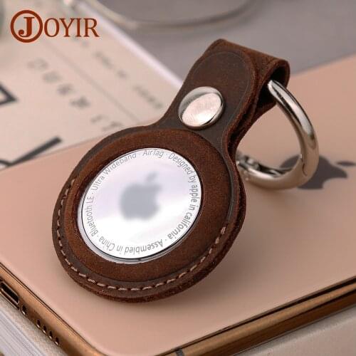 JOYIR Genuine Leather Airtag Protective Cover for Apple Air Tag Gps Locator Tracker Anti-lost Device Keychain Sleeve Ring Buckle