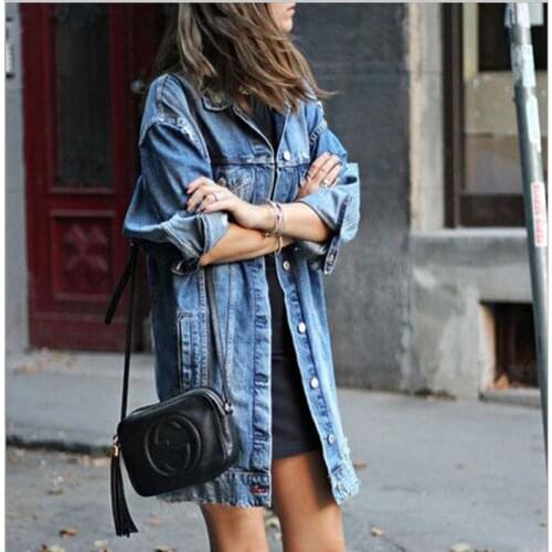 2020 New Vintage Denim Jackets Women Hole Style Jean Jacket Denim Loose Fashion Spring Autumn Denim Jeans Coats Style