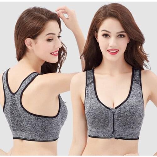Women Zipper Push Up Sports Bras,Plus Size XL Padded Wirefree Breathable Sports Tops,Fitness Gym Yoga Sports Bra Top