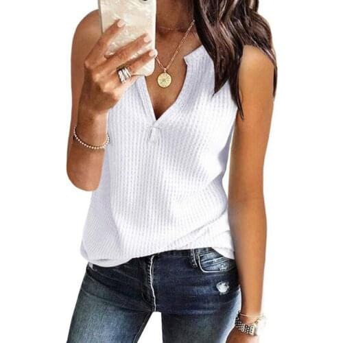 Tank Vests Women Top V-neck Solid Fashion Female Sleeveless Summer Knit Hollow Out Femme Casual Thin Tops