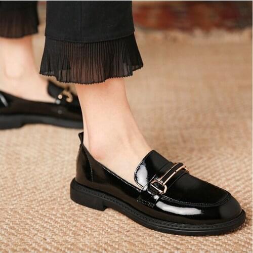 2021 Spring New Flat Shoes Womens Low Heel British Work Shoes Retro