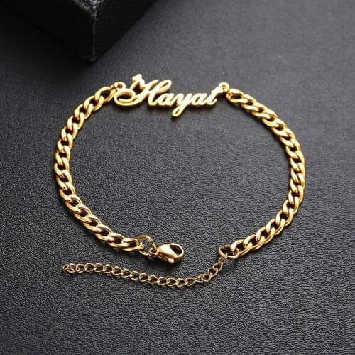 Personalized Custom Name Bracelet Women Stainless Steel Charms Handmade Engraved Handwriting Love Bangle Gift