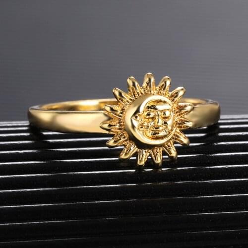 Gold Sun And Moon Rings For Women Couple Wedding Ring Simple Fashion Jewelry Gothic Accessories Party Gifts 2021