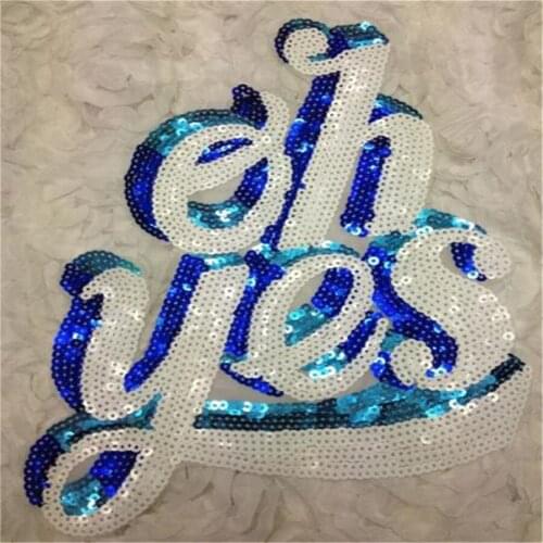 1Pcs Embroidered Iron On Patches For Clothes Fashion Sequins "Oh Yes"Letter Deal With It Clothing DIY Motif Applique