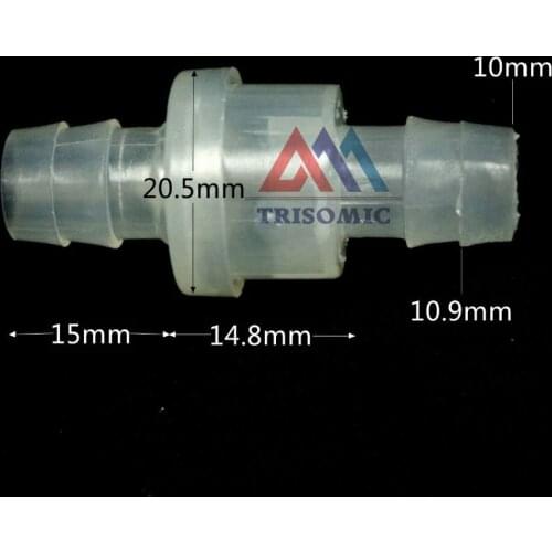 10mm One Way Valve Material PP Non-Return Valve Check valve Spring type fluororubber for oil ozone water(for drinking)