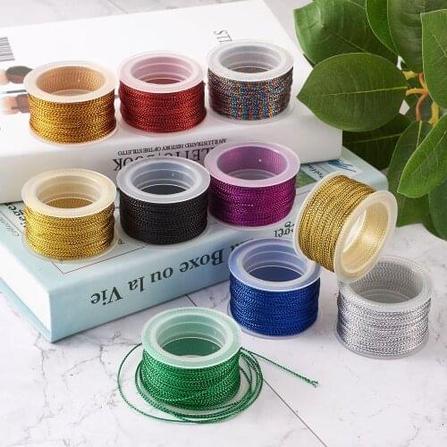 10Rolls Nylon Metallic Cord Tinsel String 1mm Beading Threads for DIY Jewelry Crafts Making Gift Wrapping 218 Yards