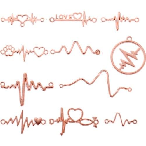 YuenZ 11pcs Wholesale 6 Color Heartbeat Bear paw Connector Charms Alloy Metal Pendants For Handmade Jewelry Accessories Making