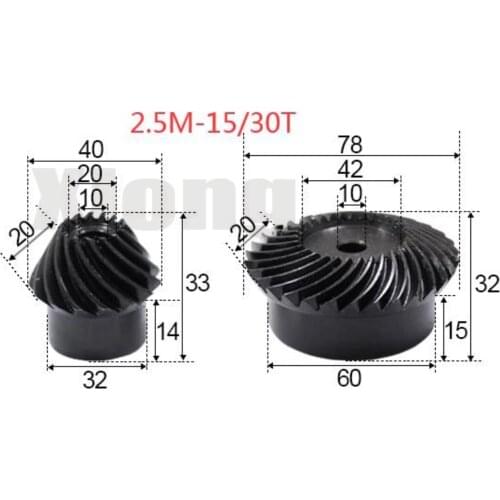 2.5M-15 / 30Teeths 1: 2 Ration Precision Spiral Bevel Gear Spiral Bevel Gear 0.9g
