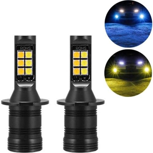 2PCS LED Fog Lights Bulbs Dual Color Bulbs H1 H3 880 881 Auto Fog Lamp DRL Car Daytime Running Light 3XUB