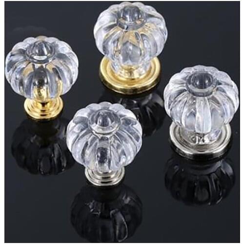 5Pcs/Set Sets Clear Crystal Acrylic Handle Modern Cabinet Door Handle Golden Pumpkin Handle Child Furniture Drawer Handle